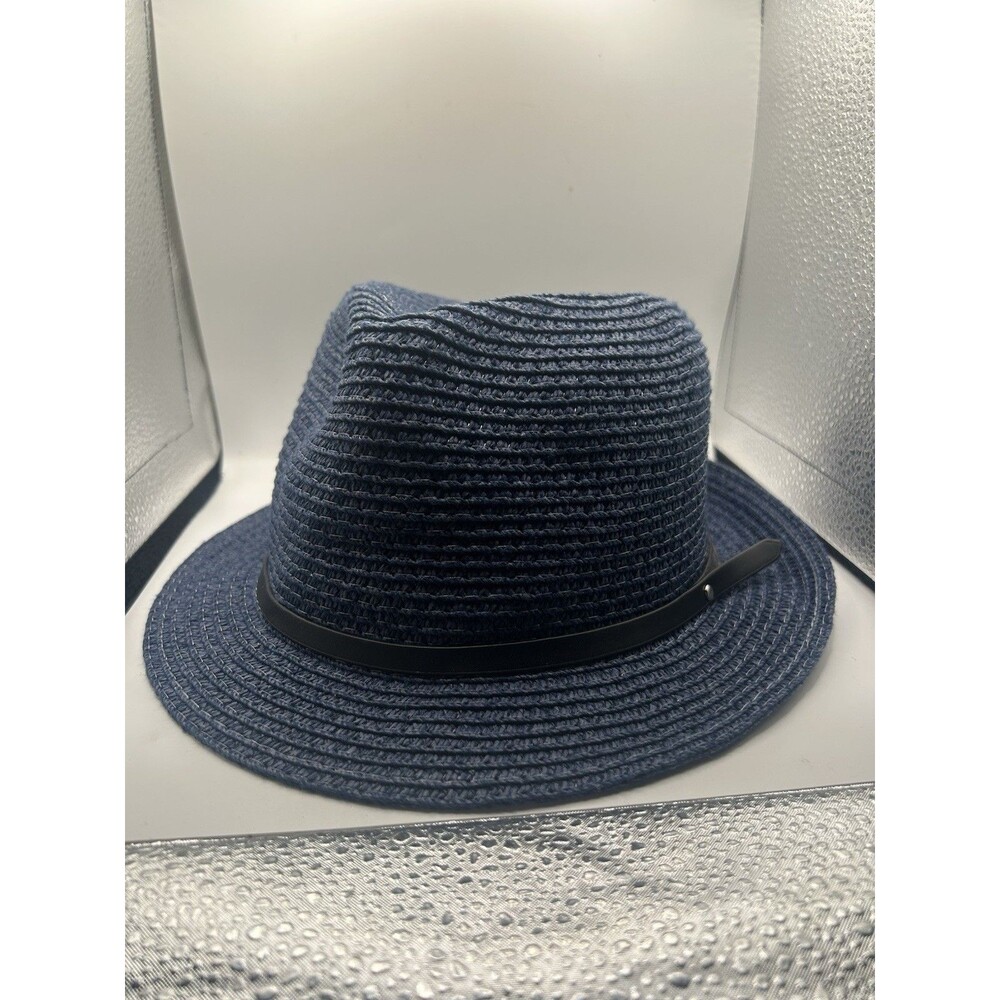 GOODFELLOW & Co. UNISEX Blue Straw Twill Banded Summer Beach Fedora Hat NEW M/L